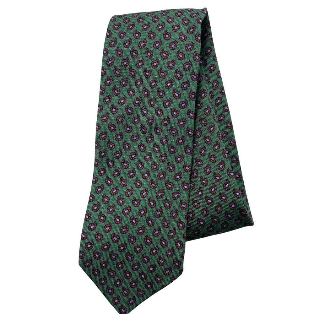 Combatant Gentlemen Tie Mens One Size Green Geometric Classic Wool Necktie Italy